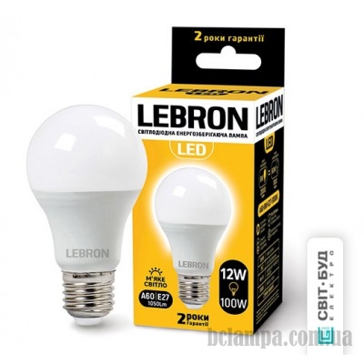 Лампа LEBRON LED A 60 12W E27 3000K (00-10-15/11-11-45)