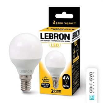 Лампа LEBRON LED G45 4W E14 4100K (00-10-24/11-12-12)