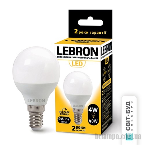 Лампа LEBRON LED G45 4W E14 4100K (00-10-24/11-12-12)