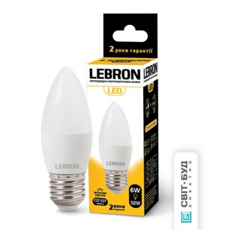 Лампа LEBRON LED C37 6W E27 4100K (00-10-44/11-13-50)