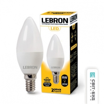 Лампа LEBRON LED C37 8W E14 4100K (00-10-48/11-13-28)