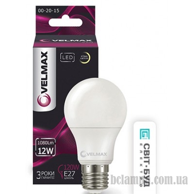 Лампа VELMAX LED A 60 12W E27 3000K (21-11-45)