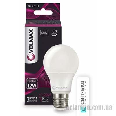 Лампа VELMAX LED A 60 12W E27 4100K (21-11-46/21-11-46-1)