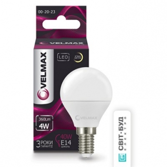 Лампа VELMAX LED G45 4W E14 3000K (00-20-23)