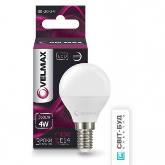 Лампа VELMAX LED G45 4W E14 4100K (00-20-24/21-12-12)
