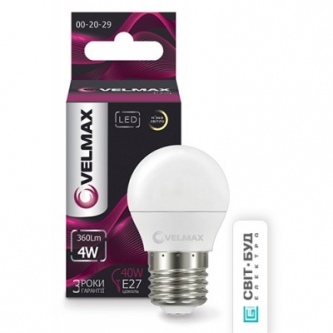 Лампа VELMAX LED G45 4W E27 3000K (00-20-29)(21-12-41)
