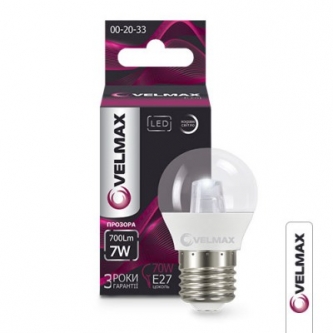 Лампа VELMAX LED G45-CL 7W E27 4100K (00-20-33)