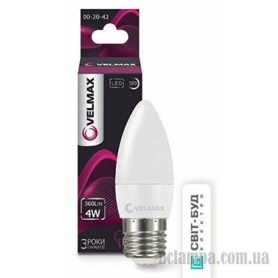 Лампа VELMAX LED C37 4W E27 4100K (00-20-42/21-13-42)