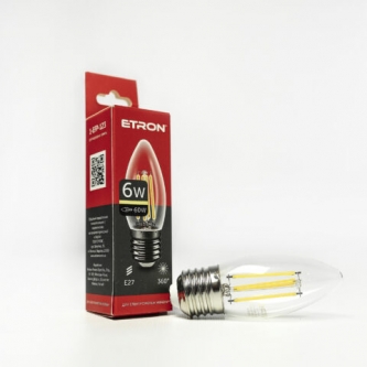 Лампа ETRON LED C37  6W 3000K E27 Filament Power (1-EFP-123)