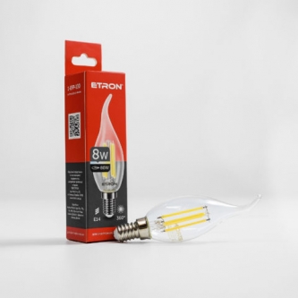 Лампа ETRON LED C37  8W 4200K E14 Filament Power tailed (1-EFP-130)