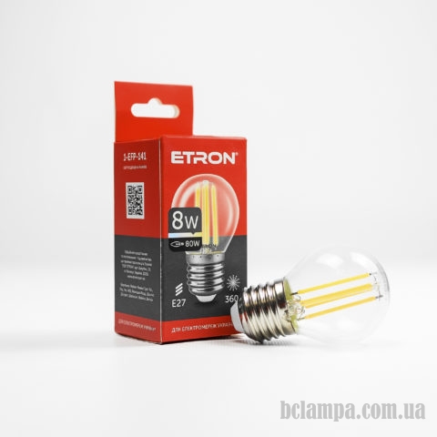 Лампа ETRON LED G45  8W 3000K E27 Filament Power (1-EFP-141)