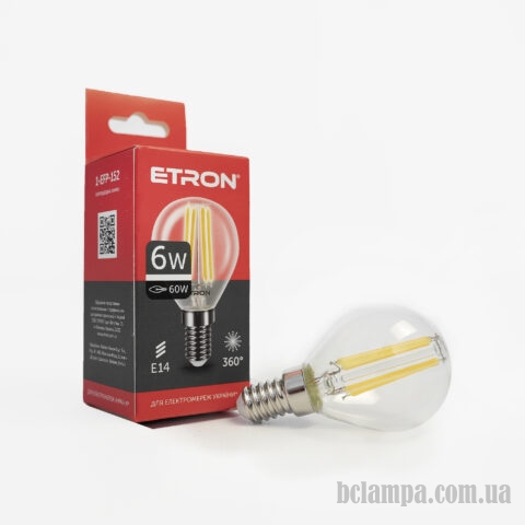 Лампа ETRON LED G45  6W 4200K E14 Filament Power (1-EFP-152)