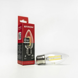 Лампа ETRON LED C37  8W 4200K E27 Filament Power (1-EFP-120)
