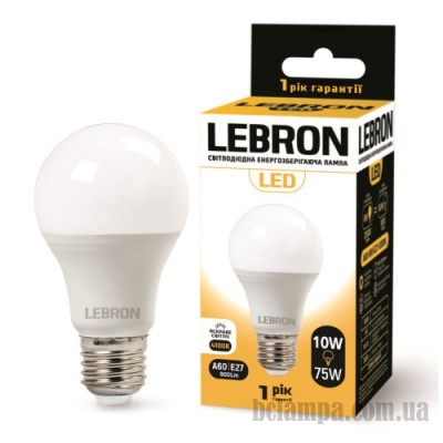 Лампа LEBRON LED A 60 10W E27 4100K (11-11-32)