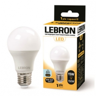 Лампа LEBRON LED A 70 15W E27 6500K (11-11-68)