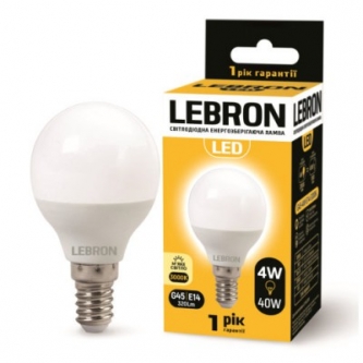 Лампа LEBRON LED G45 4W E14 3000K (00-10-23/11-12-11)