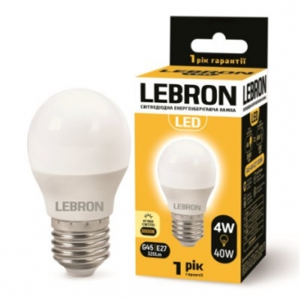 Лампа LEBRON LED G45 4W E27 3000K (00-10-29/11-12-41)