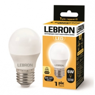 Лампа LEBRON LED G45 6W E27 3000K (00-10-31/11-12-49)