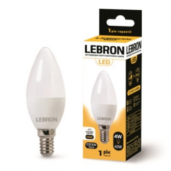 Лампа LEBRON LED C37 4W E14 4100K (11-13-12)