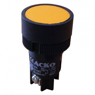 Кнопка АСКО XB2-EA155 желтая без фиксации "NO+NC" Ø22 (A0140010042)