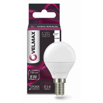 Лампа VELMAX LED G45 8W E14 4100K (21-12-30)