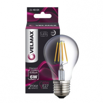 Лампа VELMAX LED G45 4W E27 4100K 400Lm Filament  (21-41-12)
