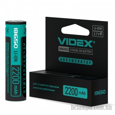 Аккумулятор 18650 VIDEX Li-Ion 2200-Р mAh/3,7V / с защитой (23582)