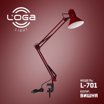 Светильник струбцина LOGA Вишня Е27  (L 600)