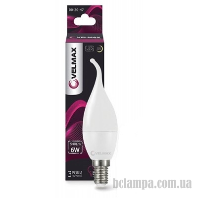 Лампа VELMAX LED C37t 8W E14 4100K '' свеча на ветру''  (21-13-38)