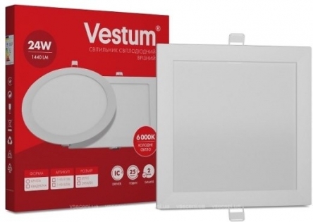 Светильник VESTUM LED 24W 6000K квадратный врезной (VS-5206)