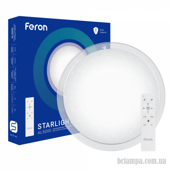 Светильник потолочный FERON LED  60W 2700K-6400К 4900Lm RGB круг 490*78мм Starlight (AL5000-S)