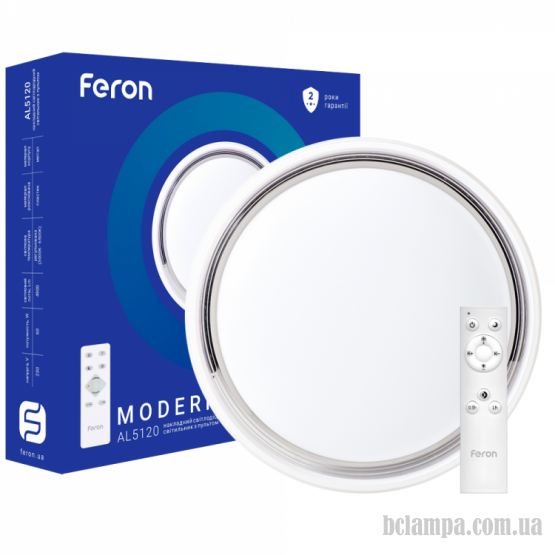 Светильник потолочный FERON LED  60W 2700K-4000К 4900Lm круг 460*100мм MODERN (AL5120)