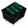 Переключатель 3-х клавишный KSD2-3101N GR/B 220V зеленый с подсветкой (А0140040121)