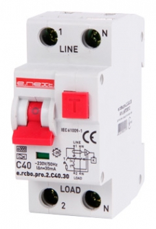 АД, вимикач диф.струму з захистом від надструмів e.NEXT e.elcb.pro.2p C40 тип А,30мА (p0720012)