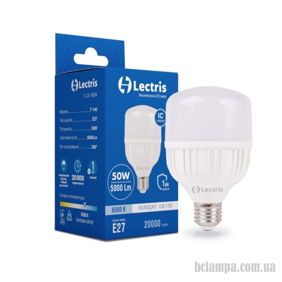 Лампа LECTRIS LED T140 50W 6500K 220V E27 (1-LC-1604)
