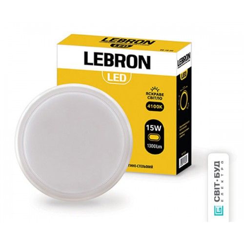 Світильник накладний LEBRON LED 15W 4100K IP54 круг L-WLR (00-18-35/12-34-43/15-35-26)