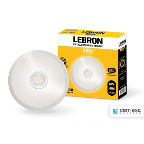 Світильник накладний LEBRON LED  6W сенсор 4100K 480Lm Ø*h=35mm круг белый (00-18-70/15-36-41)