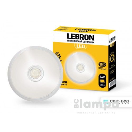 Світильник накладний LEBRON LED  6W сенсор 4100K 480Lm Ø*h=35mm круг белый (00-18-70/15-36-41)