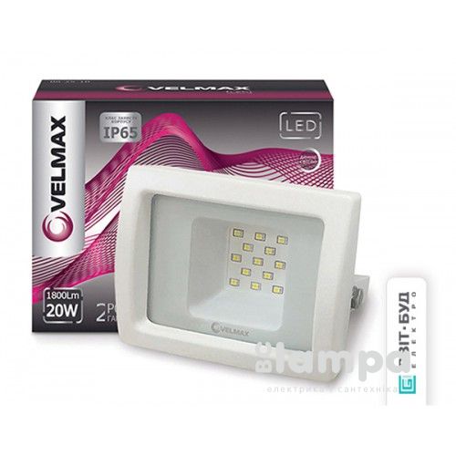 Прожектор VELMAX LED  20W 6500K IP65 1800Lm белый slim smd (00-25-22)