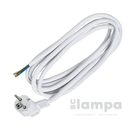 Кабель 1.5м/3*1мм² з кутовою вилкою з/к литво білий NEOMAX (NX501001)