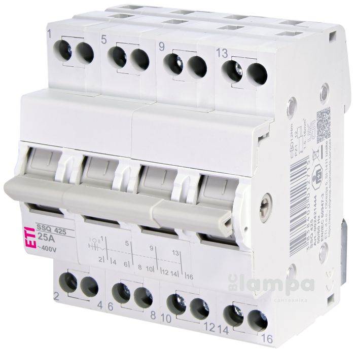 РПМ (перекидний рубильник модульний Din) 4Р 25А 1-0-2  ETI (SSQ 425)