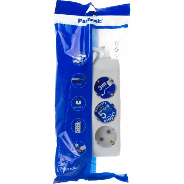 Подовжувач 3гн.  3м  з/к+ шторки сірий X- tendia (B04332GR-UA) Panasonic