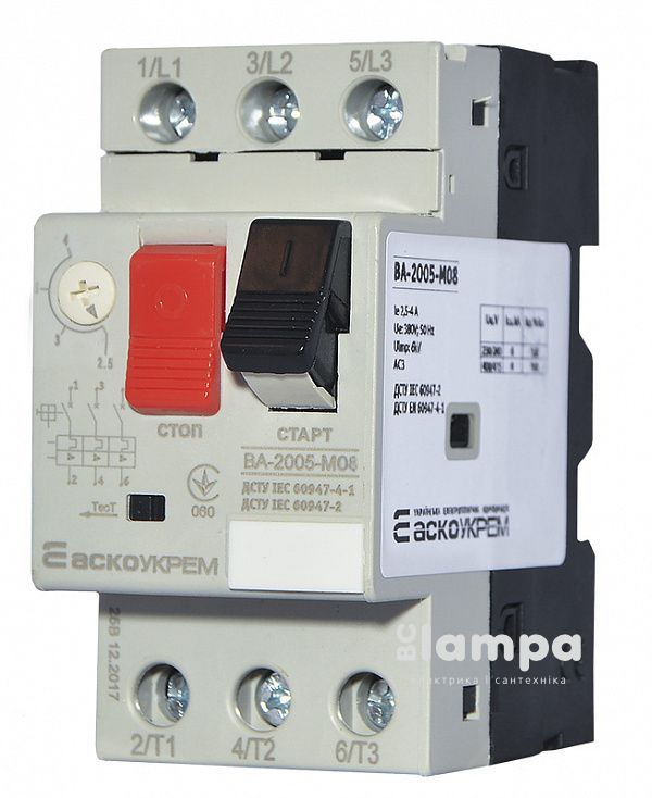 Автомат захисту двигуна УКРЕМ ВА-2005 М08 (0010050003)  2.5-4 А