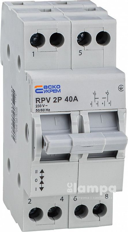 Ручний перемикач вводу (І-0-ІІ) RPV 2P 40A АСКО(A0010220005)