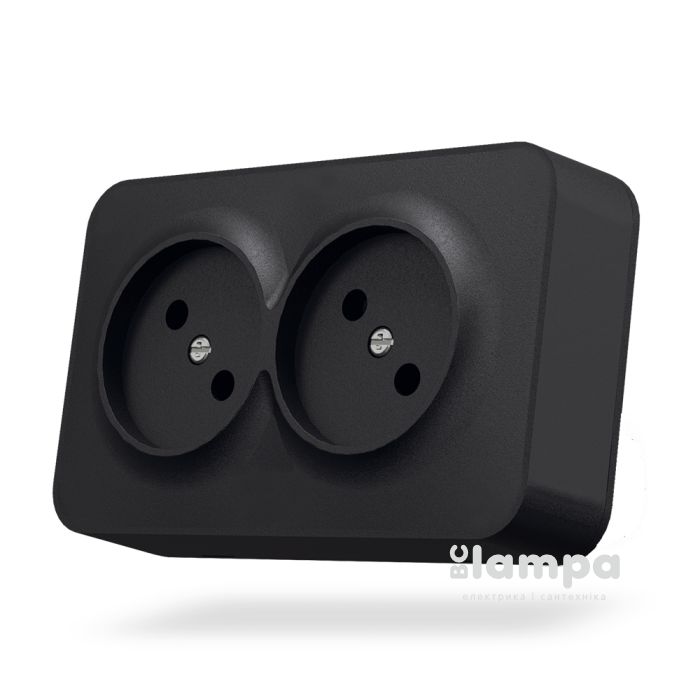 IP20 Розетка 2- на без З/К зовнішня чорна Videx Binera VF-BNS22-BG (27076)