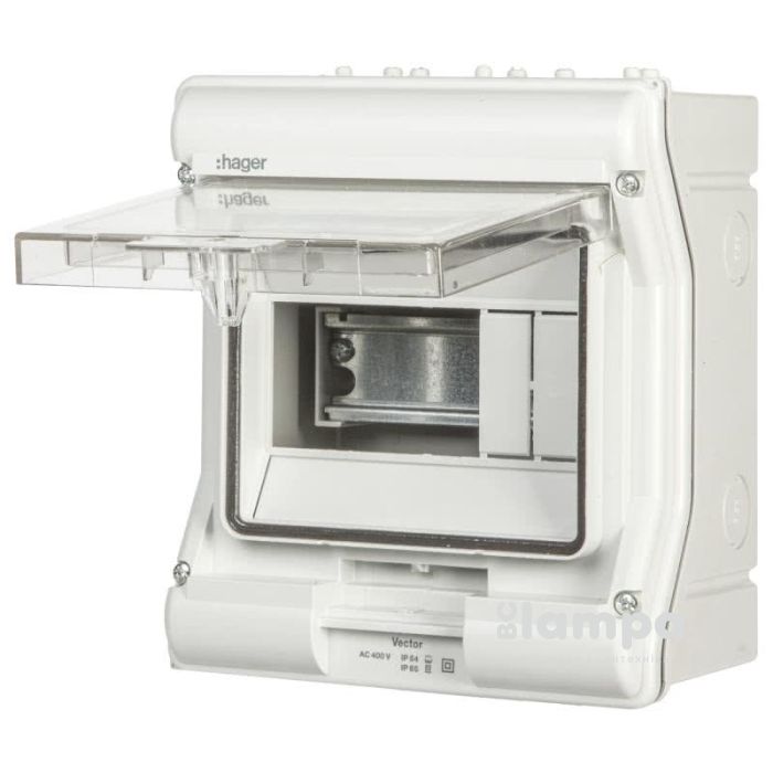 Hager Vector щит розподільчий зовн.устан.  6 мод. прозорі дверцята, IP54/65 (VE106D)