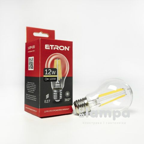 Лампа ETRON LED A60 12W 3000K E27 Filament Power (1-EFP-105)