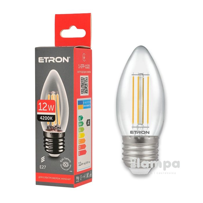 Лампа ETRON LED C37 12W 4200K E27 Filament Power (1-EFP-1122)