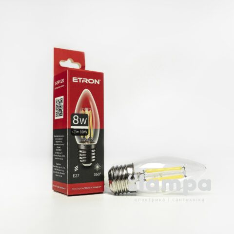 Лампа ETRON LED C37  8W 4200K E27 Filament Power (1-EFP-120)