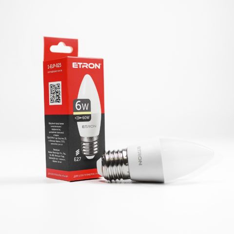 Лампа ETRON LED C37  6W 3000K E27 Light Power (1-ELP-025)